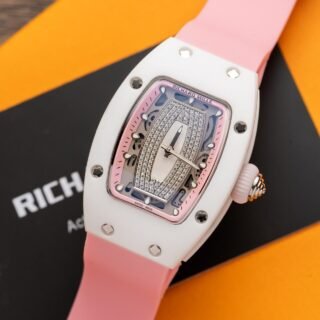 Richard Mille RM07-01 Ceramic Best Replica Watch Pink Rubber Strap 36mm - Đồng Hồ Replica 1:1