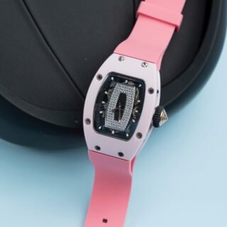 Richard Mille RM07-01 Ceramic Fake Watches Pink Rubber Strap 36mm - Đồng Hồ Replica 1:1