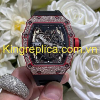 Richard Mille RM35-02 Rafael Nadal Snowflake Red Quartz TPT Custom Carbon CVD Diamond Exclusive Watch 43.2x50mm - Đồng Hồ Replica 1:1
