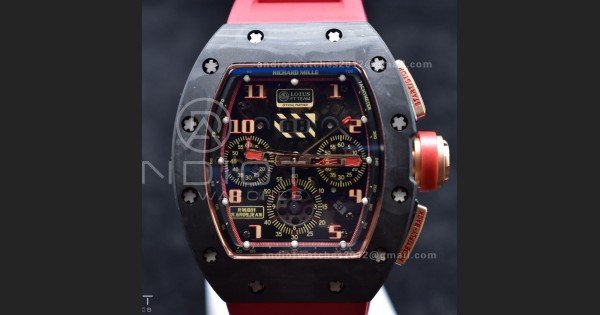 RM011 NTPT Chrono Lotus KVF 1:1 Best Edition Crystal Dial on Red Rubber Strap A7750 V2