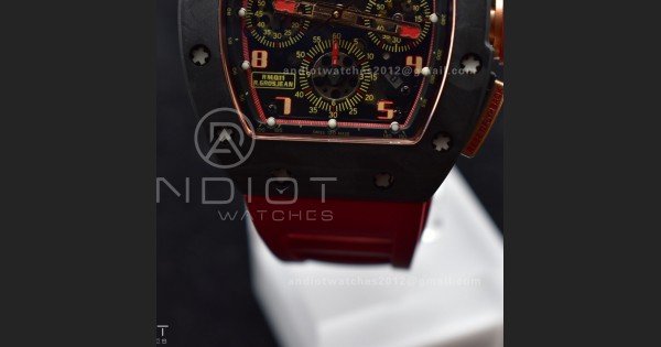 RM011 NTPT Chrono Lotus KVF 1:1 Best Edition Crystal Dial on Red Rubber Strap A7750 V2
