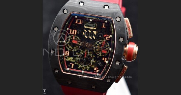 RM011 NTPT Chrono Lotus KVF 1:1 Best Edition Crystal Dial on Red Rubber Strap A7750 V2