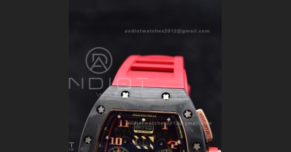 RM011 NTPT Chrono Lotus KVF 1:1 Best Edition Crystal Dial on Red Rubber Strap A7750 V2