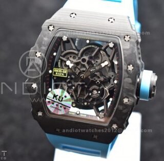 RM035-02 KUF Best Edition Skeleton Dial Red on Blue Rubber Strap MIYOTA8215