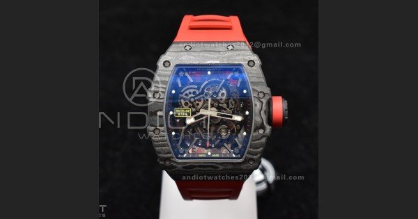 RM035-02 NTPT ZF 1:1 Best Edition Skeleton Dial on Red Rubber Strap RMAL1 Super Clone V6