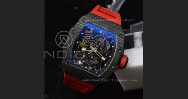 RM035-02 NTPT ZF 1:1 Best Edition Skeleton Dial on Red Rubber Strap RMAL1 Super Clone V6