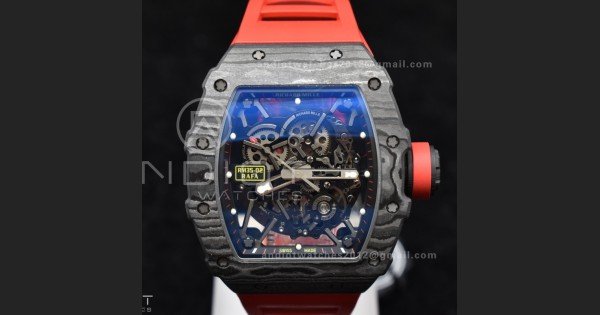 RM035-02 NTPT ZF 1:1 Best Edition Skeleton Dial on Red Rubber Strap RMAL1 Super Clone V6