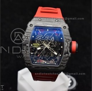 RM035-02 NTPT ZF 1:1 Best Edition Skeleton Dial on Red Rubber Strap RMAL1 Super Clone V6