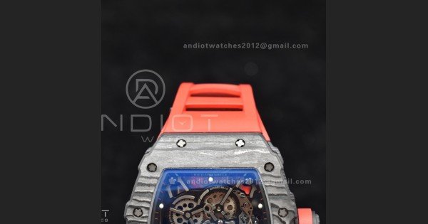 RM035-02 NTPT ZF 1:1 Best Edition Skeleton Dial on Red Rubber Strap RMAL1 Super Clone V6