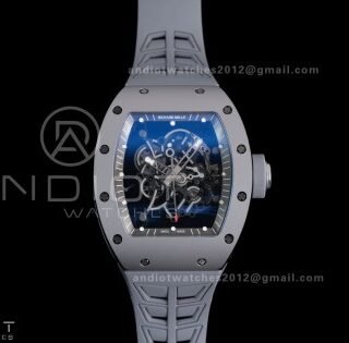 RM055 Gray Ceramic ZF 1:1 Best Edition on Gray Shark Rubber Strap RMUL2 Super Clone