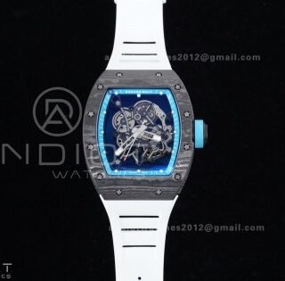 RM055 NTPT APSF 1:1 Best Edition Blue Inner Bezel Blue Crown On White Rubber Strap RMUL2 Super Clone