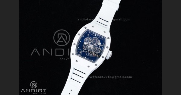 RM055 White Ceramic APSF 1:1 Best Edition on White Rubber Strap RMUL2 Super Clone