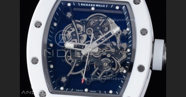 RM055 White Ceramic APSF 1:1 Best Edition on White Rubber Strap RMUL2 Super Clone