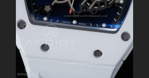 RM055 White Ceramic APSF 1:1 Best Edition on White Rubber Strap RMUL2 Super Clone