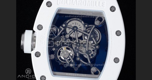 RM055 White Ceramic APSF 1:1 Best Edition on White Rubber Strap RMUL2 Super Clone