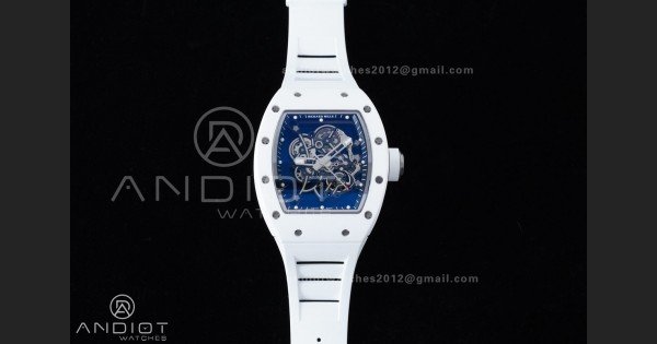 RM055 White Ceramic APSF 1:1 Best Edition on White Rubber Strap RMUL2 Super Clone