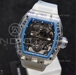 RM56-02 Transparent Tourbillon RMF Best Edition Skeleton Blue Dial on Transparent Rubber Strap