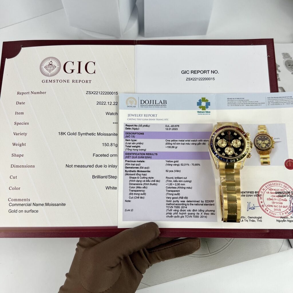 Rolex Best Replica Watch Daytona Rainbow Gold Wrapped And Moissanite Diamond Custom 40mm - Đồng Hồ Replica 1:1