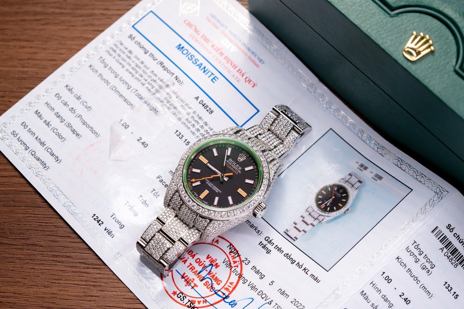 Rolex Best Replica Watch With Moissanite Diamond Hong Kong 41mm - Đồng Hồ Replica 1:1