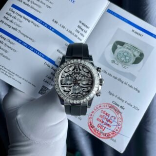 Rolex Cosmograph Daytona Eye Of The Tiger Replica Watch Custom Moissanite Baguette Diamonds 40mm - Đồng Hồ Replica 1:1