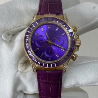 Rolex Cosmograph Daytona Purple Custom 18K Solid Gold + Natural Gemstone Watch 40mm - Đồng Hồ Replica 1:1