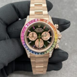 Rolex Custom Daytona Rainbow M116595R 18K Solid Gold And Gemstones 40mm - Đồng Hồ Replica 1:1