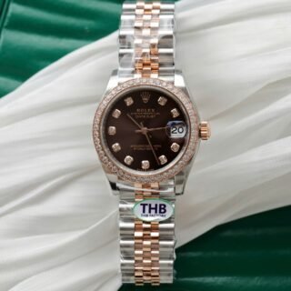 Rolex DateJust High End Watch Replicas Chocolate Dial Bezel Diamonds CZ THB Factory 31mm - Đồng Hồ Replica 1:1