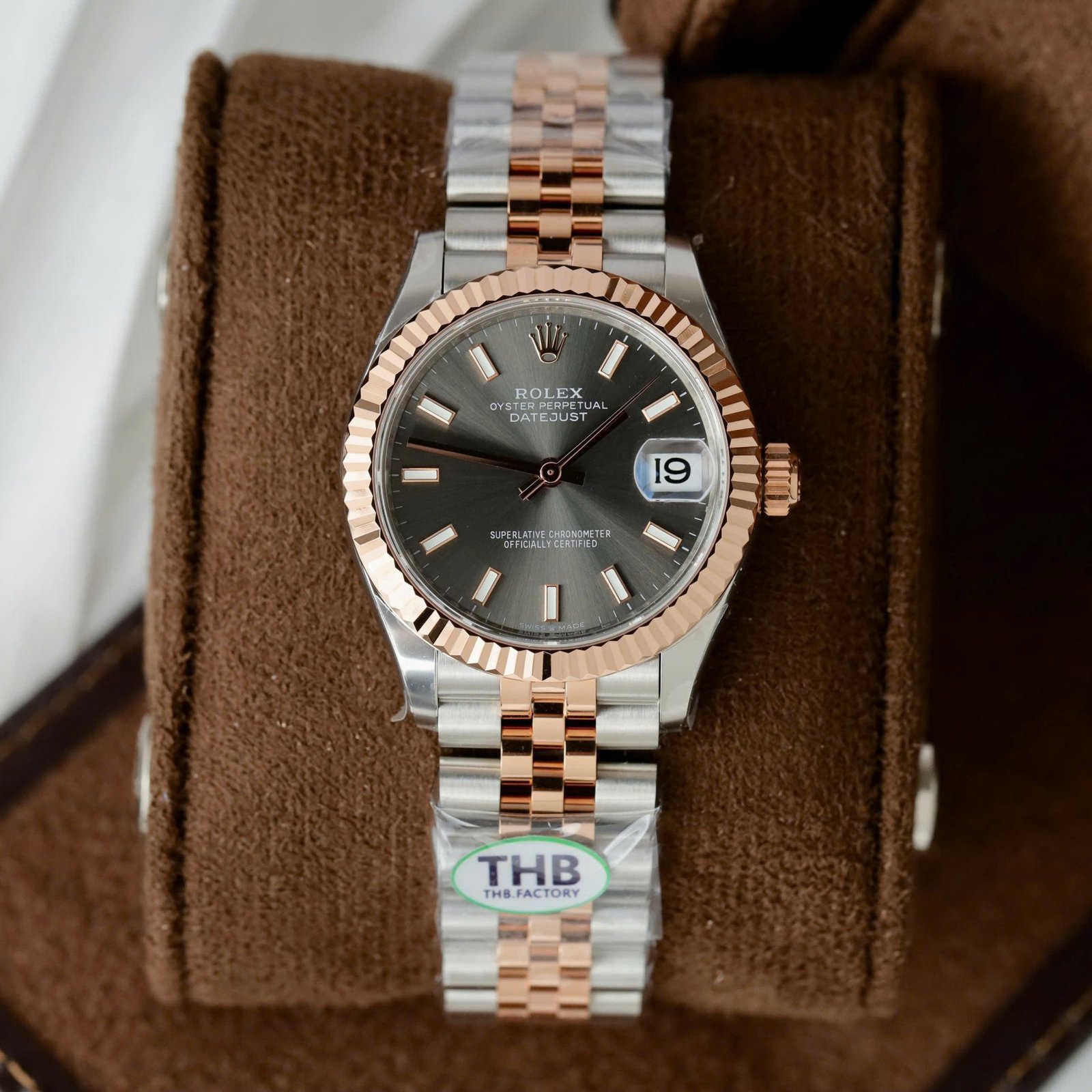 Rolex DateJust Imitation Luxury Watches Gray Dial Jubilee Strap THB Factory 31mm - Đồng Hồ Replica 1:1