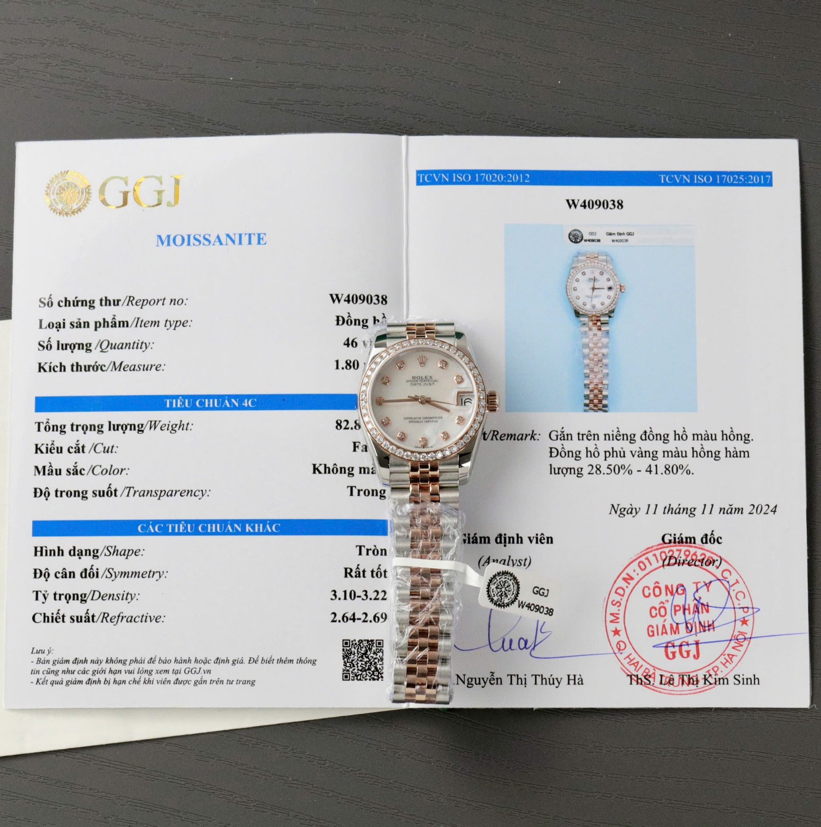 Rolex DateJust Replica 11 Watch Dial Mother Of Pearl Custom Moissanite Diamonds 31mm - Đồng Hồ Replica 1:1