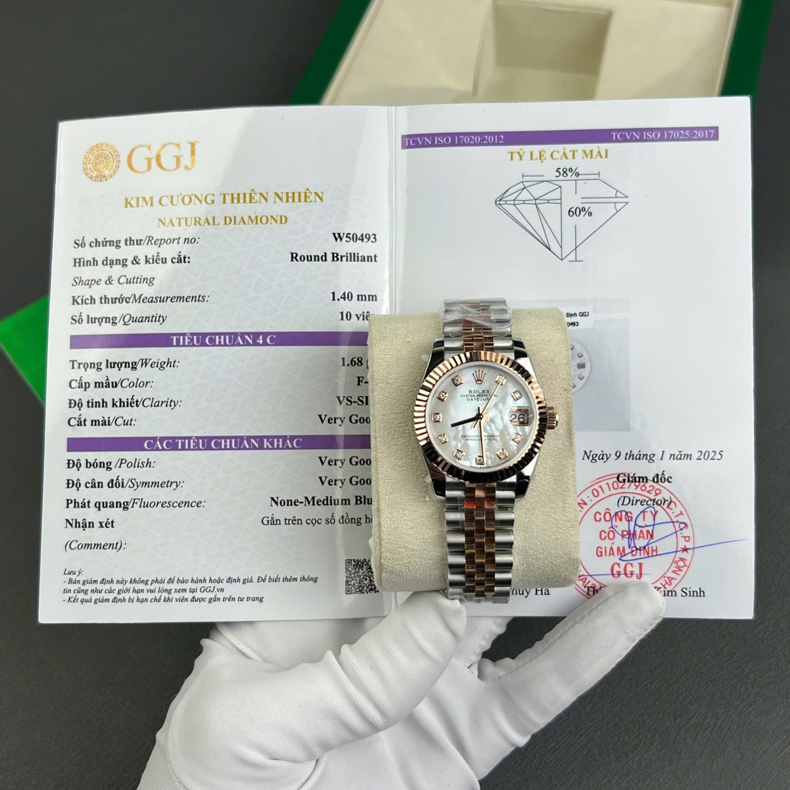 Rolex DateJust Replica Watch Gold Wrapped + MOP Dial Natural Diamond Markers GM Factory 31mm - Đồng Hồ Replica 1:1