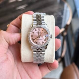 Rolex DateJust With Diamonds Pink Dial Replica Women's Watch EW 31mm - Đồng Hồ Replica 1:1
