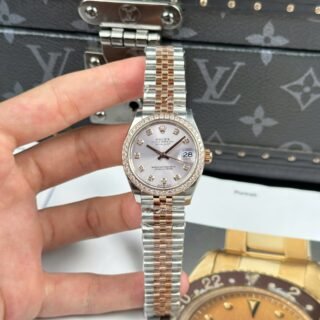 Rolex DateJust Women Demi Rose Gold Replica Watches Sundust Dial THB Factory 31mm - Đồng Hồ Replica 1:1