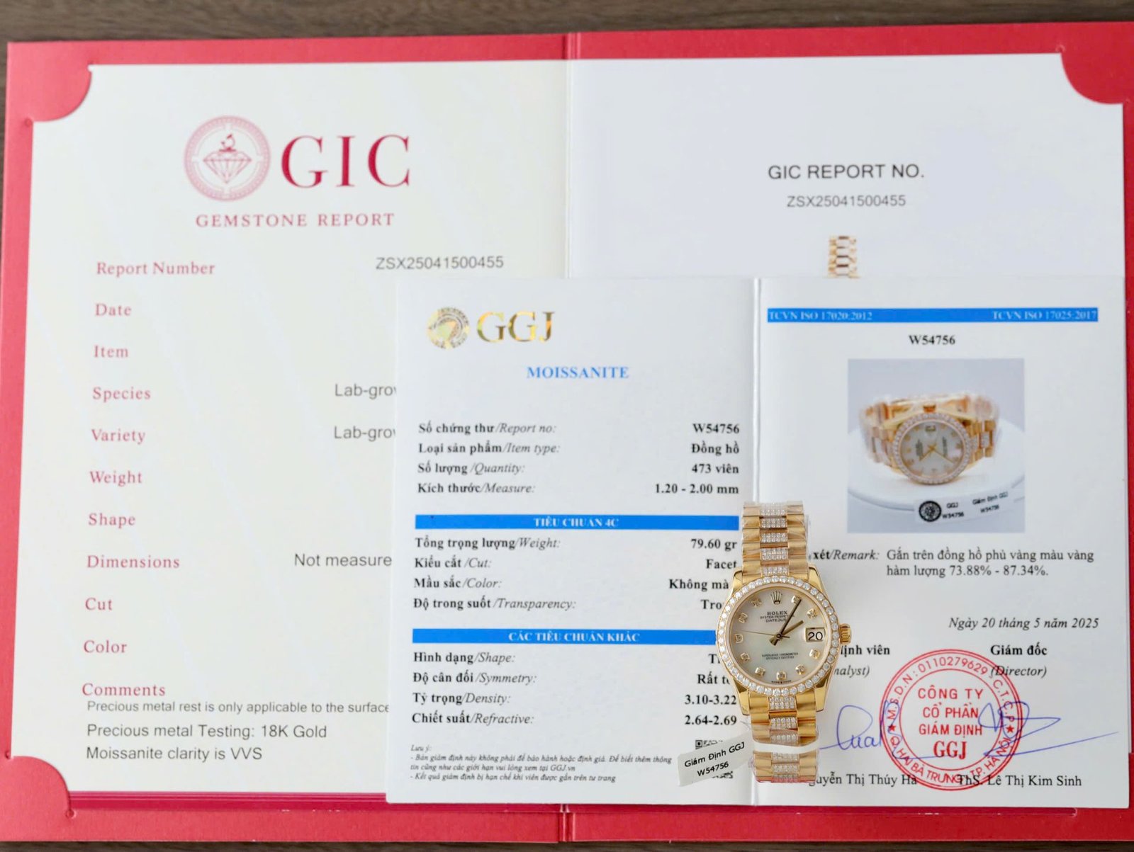 Rolex DateJust Women MOP Dial Knock Off Watches 18K Gold Wrapped + Moissanite Diamonds Custom 31mm - Đồng Hồ Replica 1:1