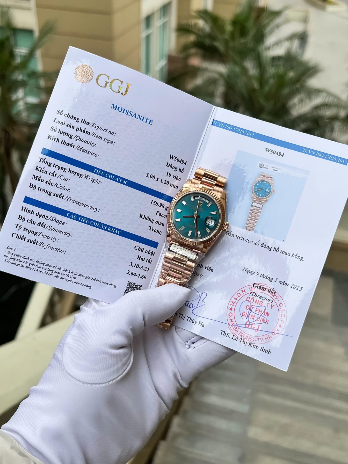 Rolex Day-Date 128235 Replica Watch Dial Diamonds Moissanite Weight 158gram QF 36mm - Đồng Hồ Replica 1:1