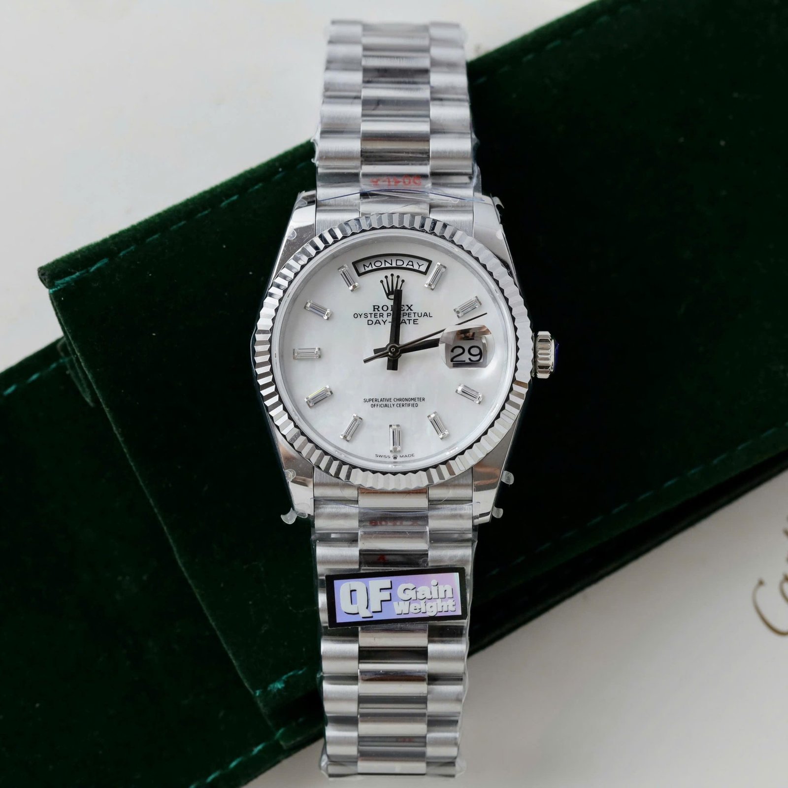 Rolex Day-Date 128236 MOP Dial Copies Watches Weight 158gram QF Factory 36mm - Đồng Hồ Replica 1:1