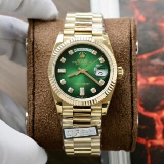 Rolex Day-Date 128238 Best Replica Watch Dial Green Ombre Weight 158 Grams QF Factory 36mm - Đồng Hồ Replica 1:1