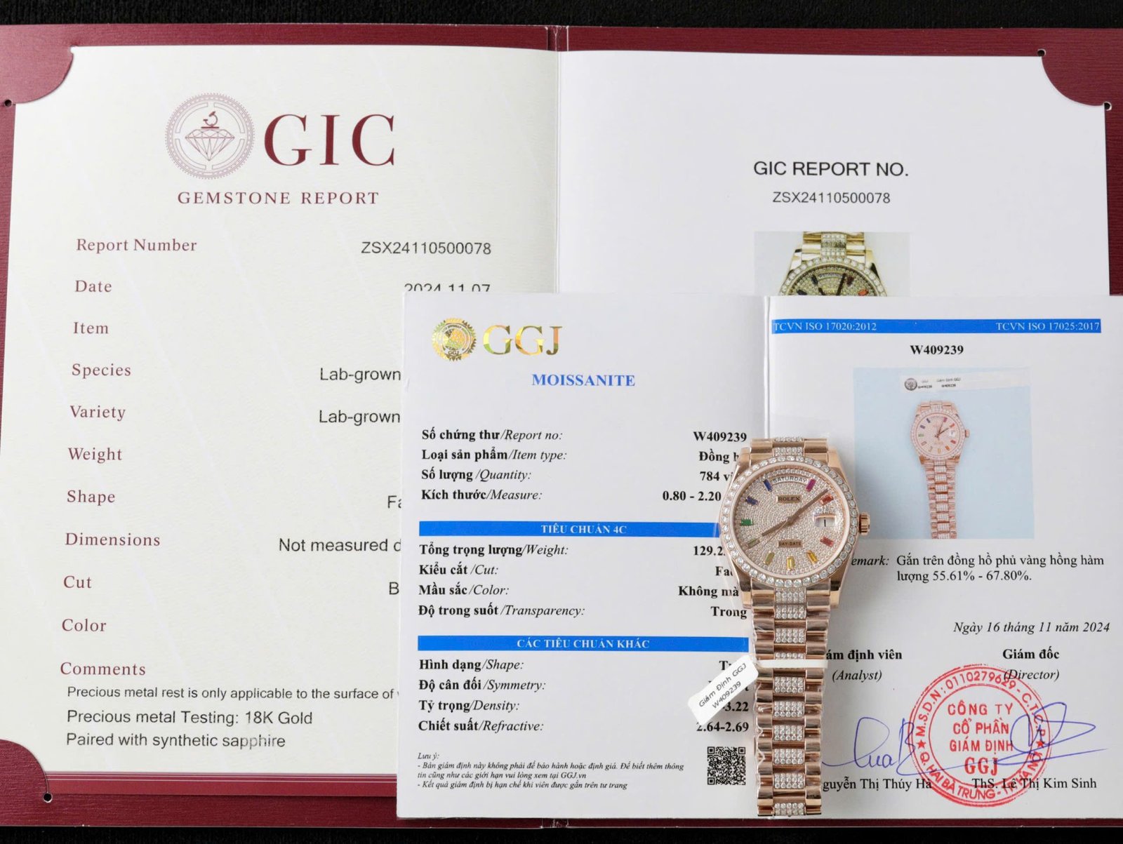 Rolex Day-Date 128395TBR Refined 18K Gold Wrapped & Moissanite Diamonds Best Replicas 36mm - Đồng Hồ Replica 1:1