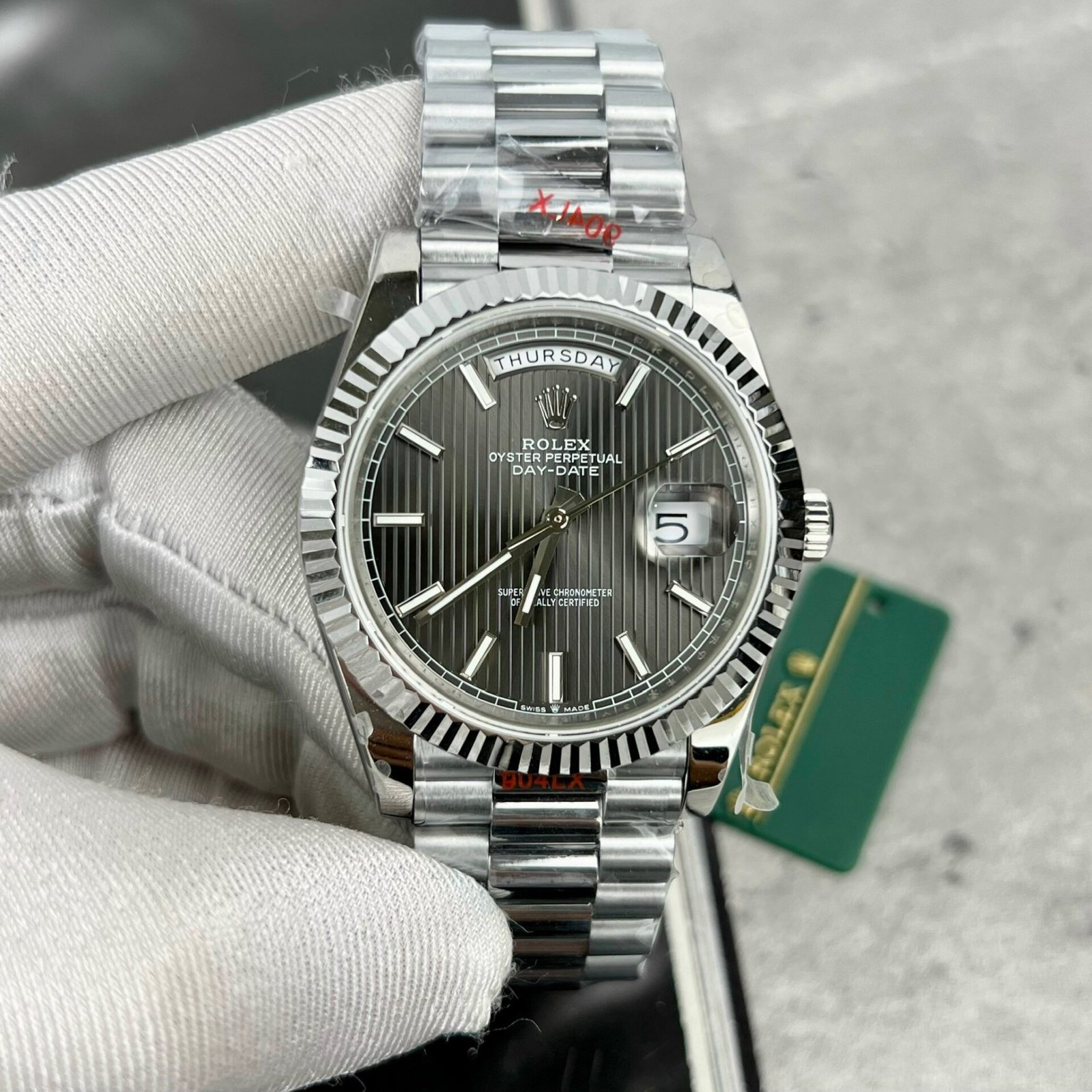 Rolex Day-Date 228236 Replica 11 Watch Grey Dial GM Factory 40mm - Đồng Hồ Replica 1:1