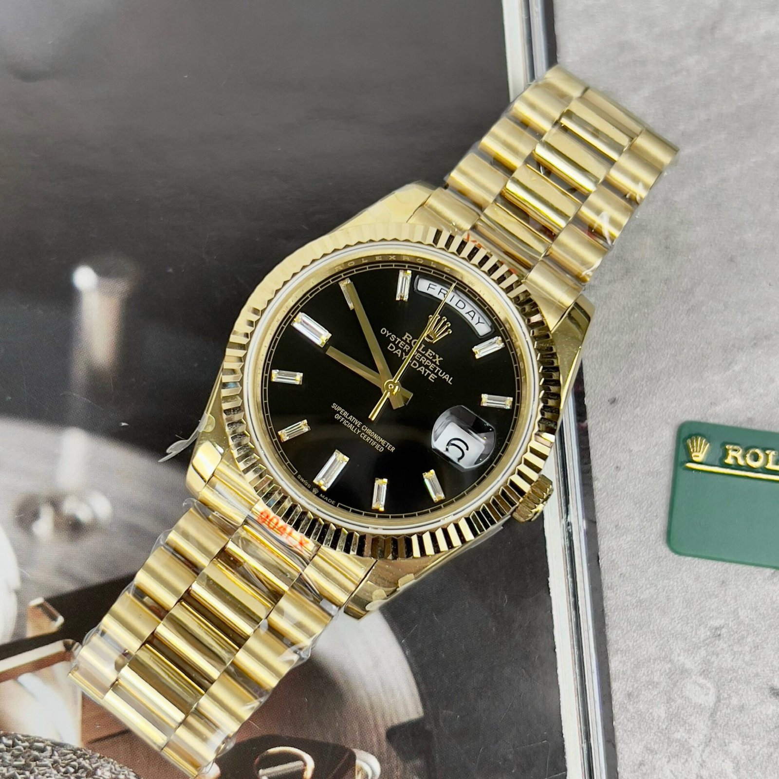Rolex Day-Date 228238 Replica 11 Watch Black Dial GM Factory 40mm - Đồng Hồ Replica 1:1