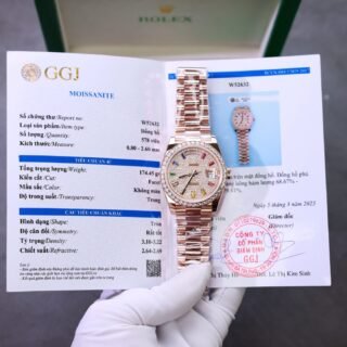 Rolex Day-Date Copies Watches Moissanite Diamonds + 18K Gold Wrapped Custom GM Factory 40mm - Đồng Hồ Replica 1:1
