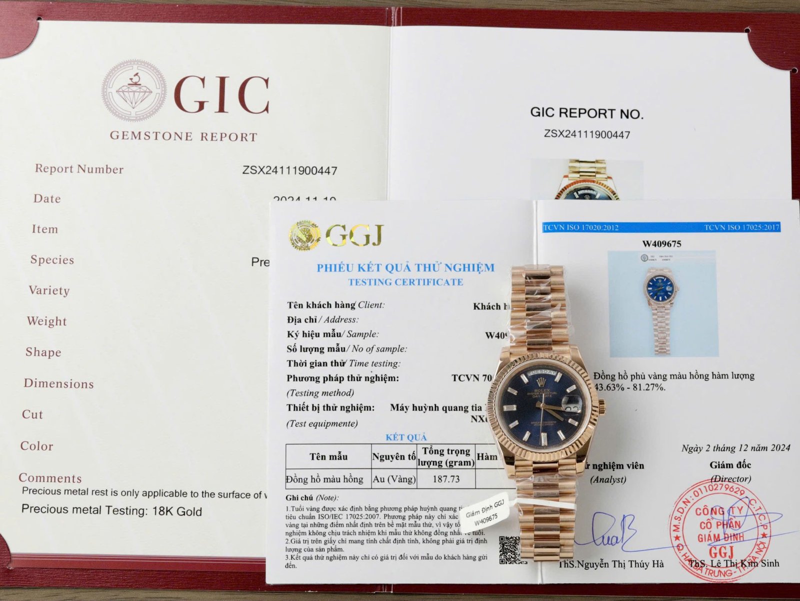 Rolex Day-Date Dial Blue Copies Watch Custom Weight 186Gram 18K Gold Wrapped 40mm - Đồng Hồ Replica 1:1