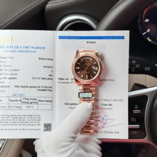 Rolex Day-Date Dial Chocolate Copies Watch 18K Gold Wrapped Weight 186Gram QF 40mm - Đồng Hồ Replica 1:1