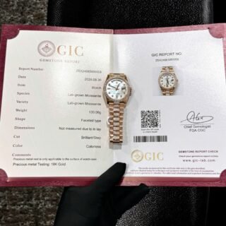 Rolex Day-Date Replica Watch Gold Wrapped Moissanite Diamonds Hong Kong 36mm - Đồng Hồ Replica 1:1