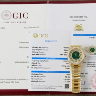 Rolex Day-Date Replica Watch Gold Wrapped + Moissanite Diamonds Weight 173 Gram 40mm - Đồng Hồ Replica 1:1