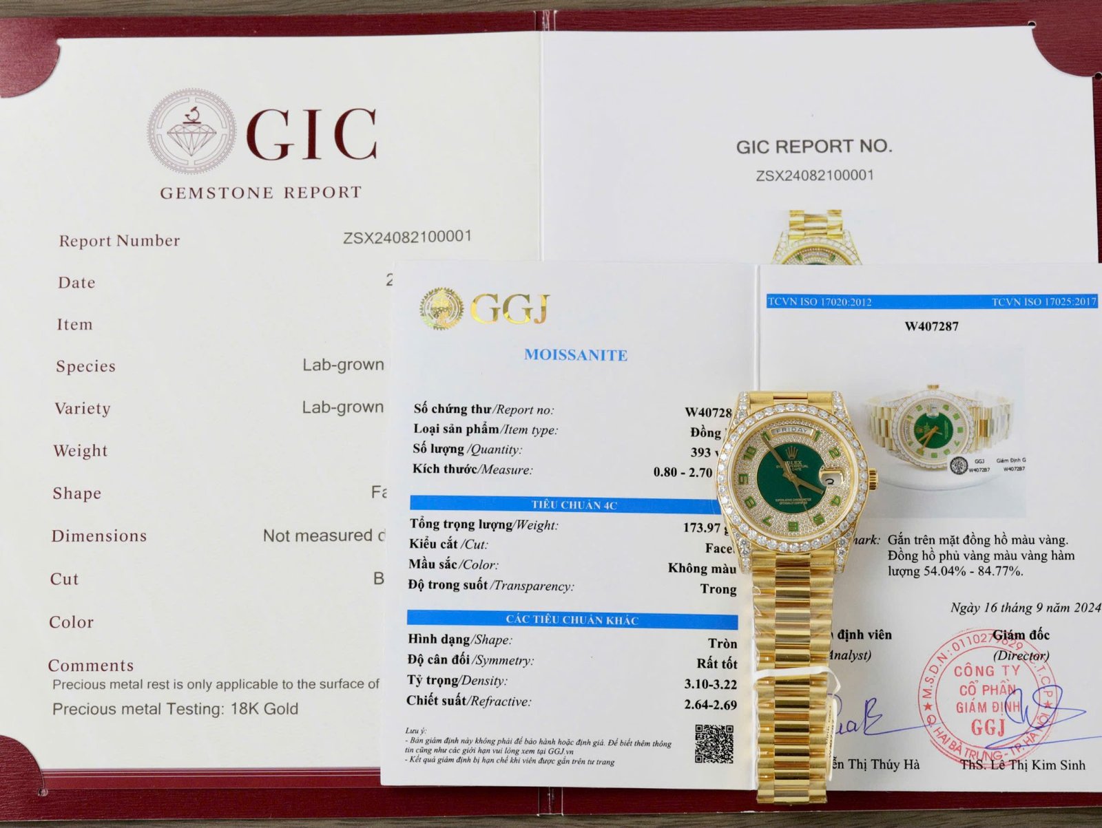 Rolex Day-Date Replica Watch Gold Wrapped + Moissanite Diamonds Weight 173 Gram 40mm - Đồng Hồ Replica 1:1