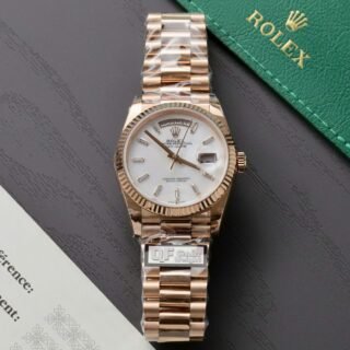 Rolex Day-Date Rose Gold Replica Watch Dial Mother Of Pearl QF Factory 36mm - Đồng Hồ Replica 1:1