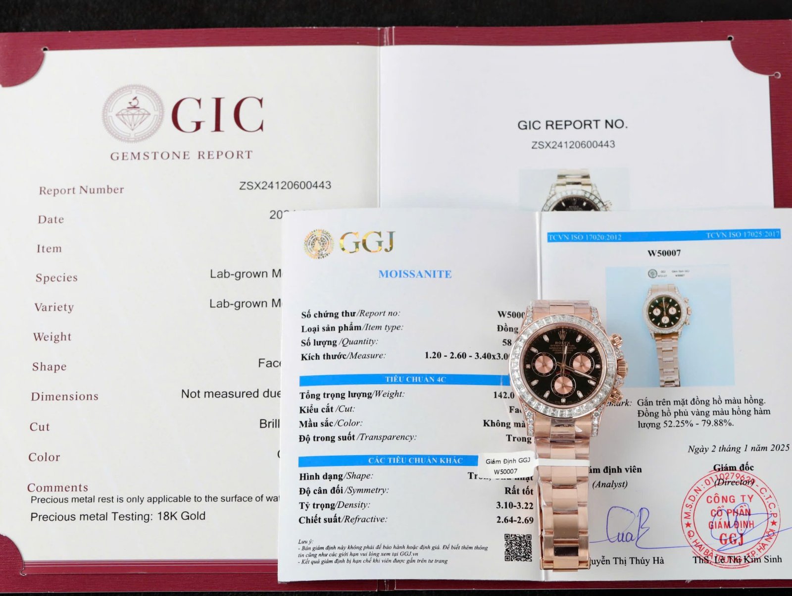 Rolex Daytona Dial Black Copies Watches Gold Wrapped + Diamonds Moissanite Baguette 40mm - Đồng Hồ Replica 1:1
