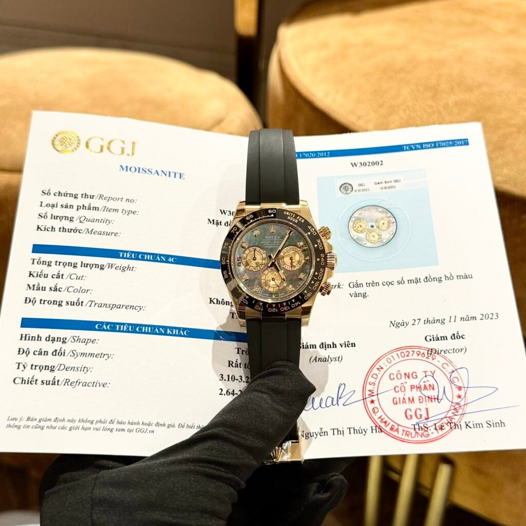 Rolex Daytona Replica Watch Purple Mother of Pearl Dial Moissanite BT Factory 40mm - Đồng Hồ Replica 1:1