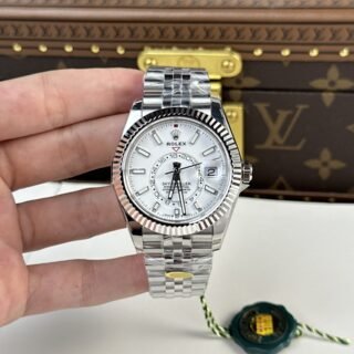 Rolex Fake Watch Sky Dweller 326934 Dial White Strap Jubilee 42mm - Đồng Hồ Replica 1:1