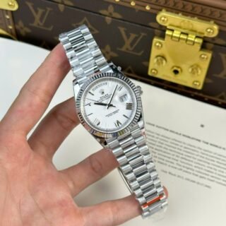 Rolex Luxury Fake Watches Day-Date White Dial Weight 186 Grams QF Factory 40mm - Đồng Hồ Replica 1:1